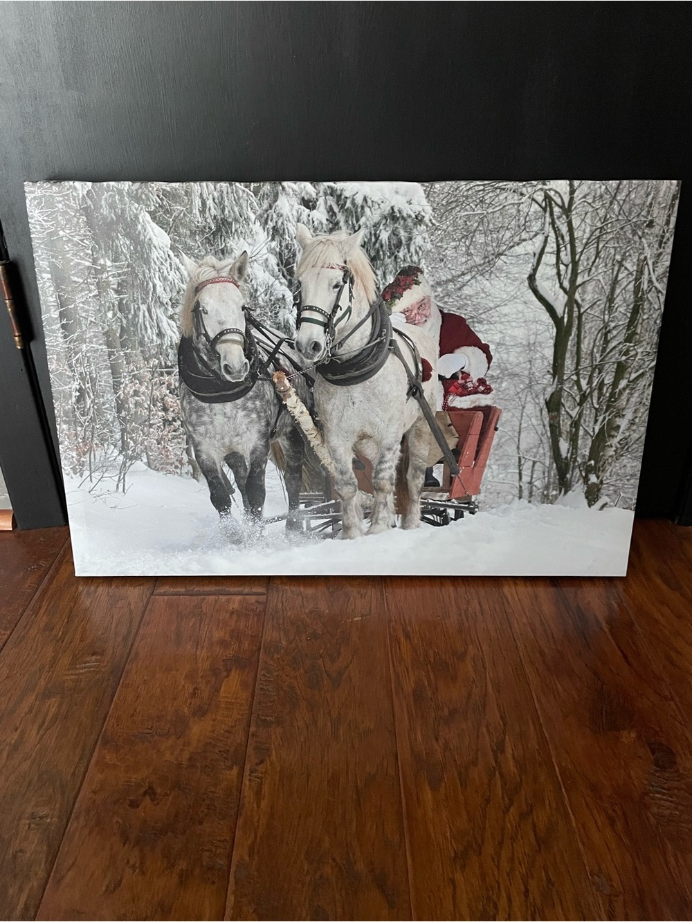 Winter Santa Sleigh Canvas Wall Art